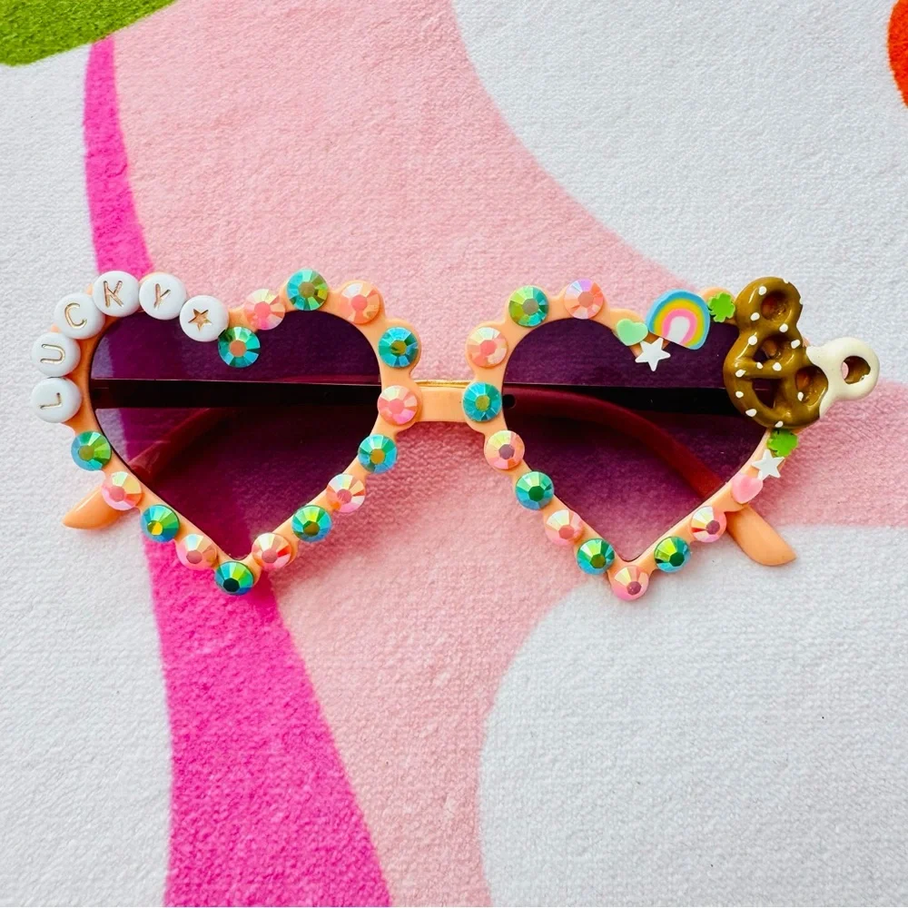 Heart-Shaped Kids Sunglasses with Disney theme.